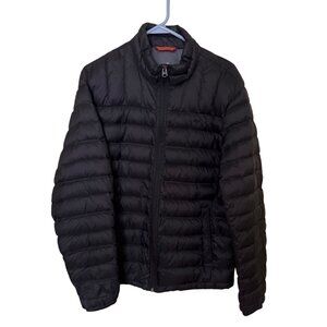 Dockers Mens Black Puffer Jacket L Natural Down Packable Lightweight Oudoors Gor